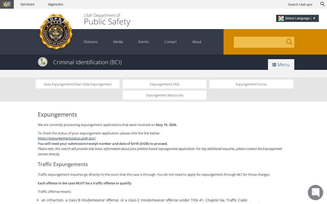 Garfield County released inmate mugshot expungement information from Utah BCI